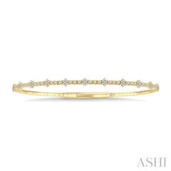 1/3 Ctw Full Length Floral Motif Round Cut Diamond Flex Bangle in 14K Yellow Gold