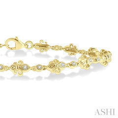 1/3 Ctw Fleur De Lis Round Cut Diamond Link Bracelet in 10K Yellow Gold
