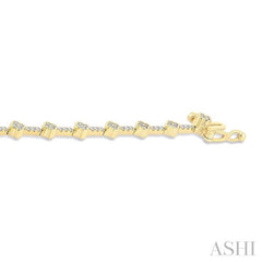 1 Ctw Clover Motif Round Cut Diamond Bracelet in 14K Yellow Gold