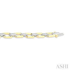 1/3 Ctw Round Cut Diamond Bold Octagonal Shape Link Bracelet in 10K Yellow and White Gold