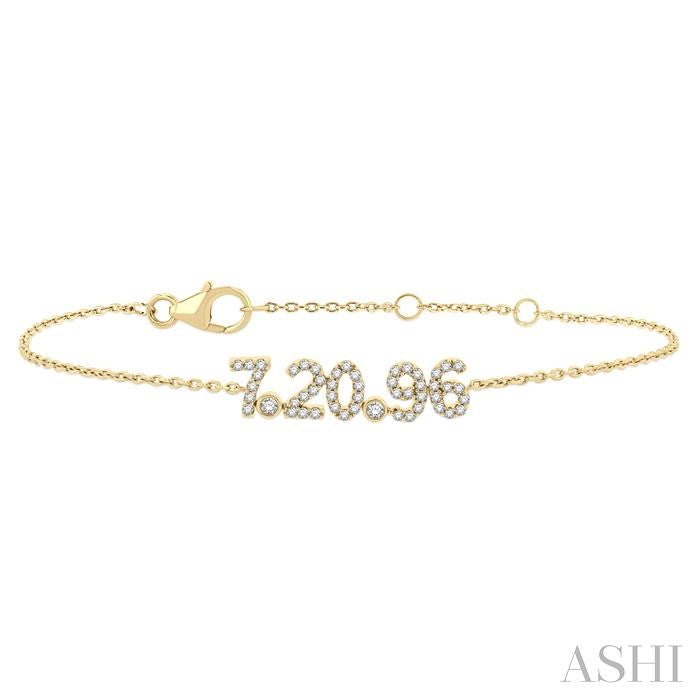 1/5 Ctw '7.20.96' Date Diamond Bracelet in 10K Yellow Gold