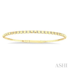 1/5 Ctw Round Cut Diamond Pyramid Flex Bangle in 14K Yellow Gold