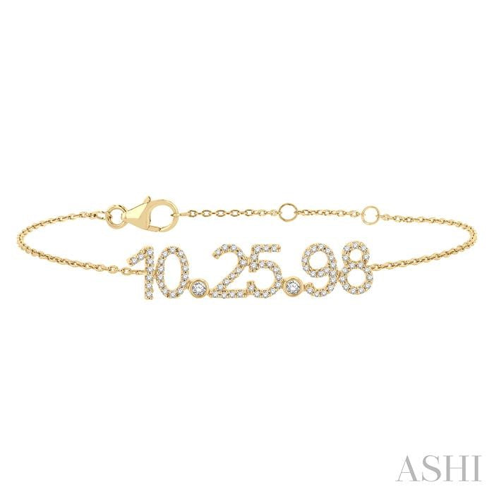1/4 Ctw '10.25.98' Date Diamond Bracelet in 10K Yellow Gold