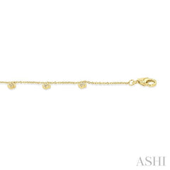 1/10 Ctw Hanging Clover Motif Round Cut Diamond Station Bracelet in 10K Yellow Gold