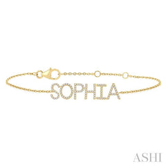 1/5 Ctw 'SOPHIA' Block Name Round Cut Diamond Bracelet in 10K Yellow Gold