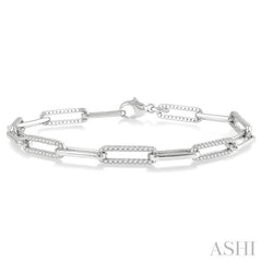 1 Ctw Round Cut Diamond Paperclip Bracelet in 14K White Gold