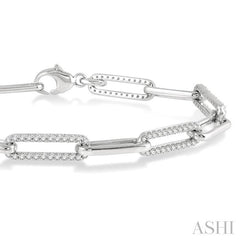1 Ctw Round Cut Diamond Paperclip Bracelet in 14K White Gold