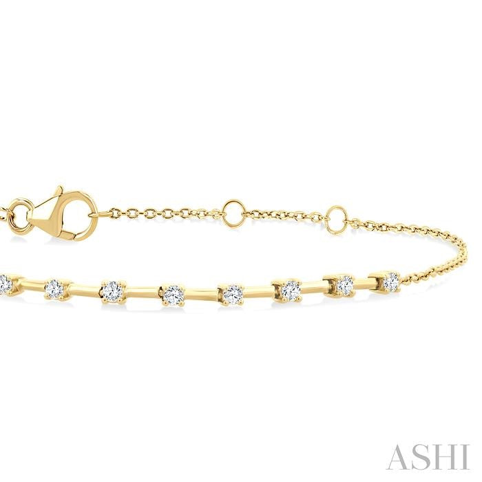 1/4 Ctw Round Cut Diamond Floating Fashion Chain Bracelet in 10K Yellow Gold