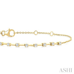 1/4 Ctw Round Cut Diamond Floating Fashion Chain Bracelet in 10K Yellow Gold