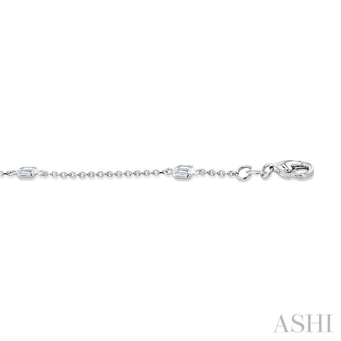 1/2 Ctw Emerald Cut Diamond Station Bracelet in 14K White Gold