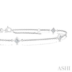 1/2 Ctw Princess Cut Diamond Station Bracelet in 14K White Gold
