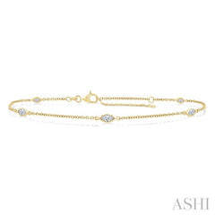 1/2 Ctw Marquise Cut Diamond Station Bracelet in 14K Yellow Gold