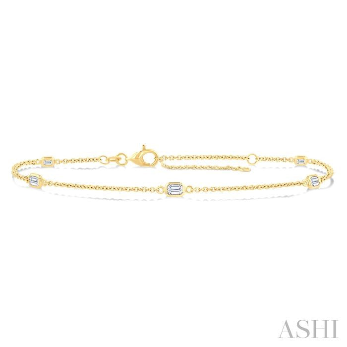 1/2 Ctw Emerald Cut Diamond Station Bracelet in 14K Yellow Gold