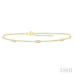 1/4 Ctw Baguette Cut Diamond Station Bracelet in 14K Yellow Gold