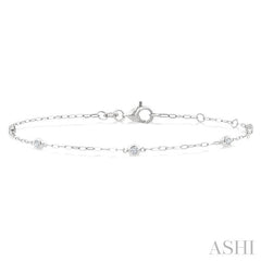 1/6 Ctw Round Cut Diamond Paperclip Station Bracelet in 14K White Gold