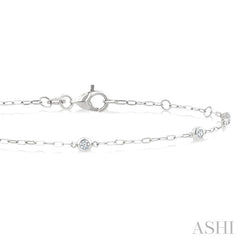 1/6 Ctw Round Cut Diamond Paperclip Station Bracelet in 14K White Gold