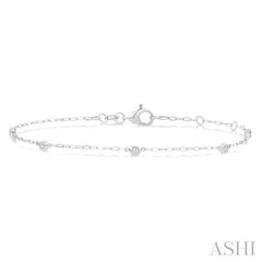 1/10 Ctw Round Cut Diamond Paperclip Station Bracelet in 14K White Gold