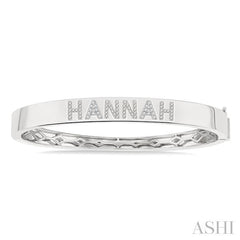 1/4 Ctw 'HANNAH' Block Name Round Cut Diamond Bangle in 10K White Gold