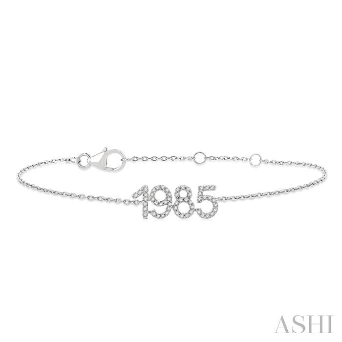 1/6 Ctw '1985' Date Round Cut Diamond Bracelet in 10K White Gold
