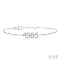 1/6 Ctw '1985' Date Round Cut Diamond Bracelet in 10K White Gold