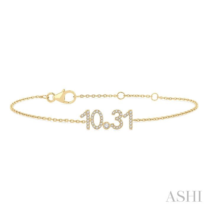 1/6 Ctw '10.31' Date Round Cut Diamond Bracelet in 10K Yellow Gold