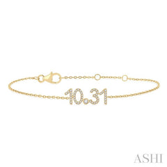 1/6 Ctw '10.31' Date Round Cut Diamond Bracelet in 10K Yellow Gold