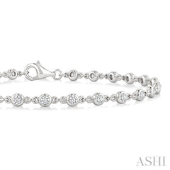 1 Ctw Bezel Set Round Cut Diamond Station Brecelet in 14K White Gold