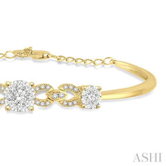 3/4 Ctw Round Cut Diamond Lovebright Bracelet in 14K Yellow and White Gold