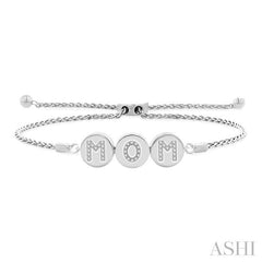 1/6 Ctw 'MOM' Disc Round Cut Diamond Lariat Bracelet in 10K White Gold