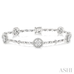1 1/2 Ctw Diamond Link Bracelet in 14K White Gold