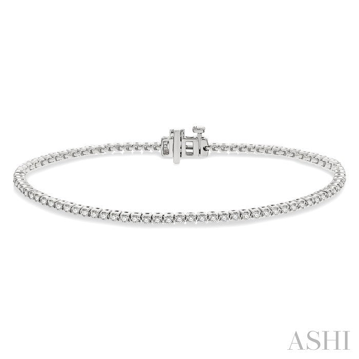 1 Ctw Round Cut Diamond Tennis Bracelet in 14K White Gold
