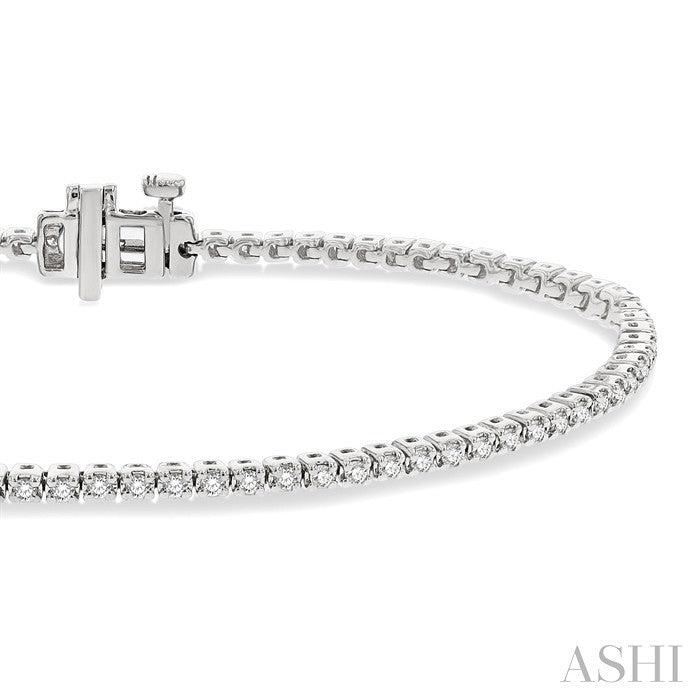 1 Ctw Round Cut Diamond Tennis Bracelet in 14K White Gold