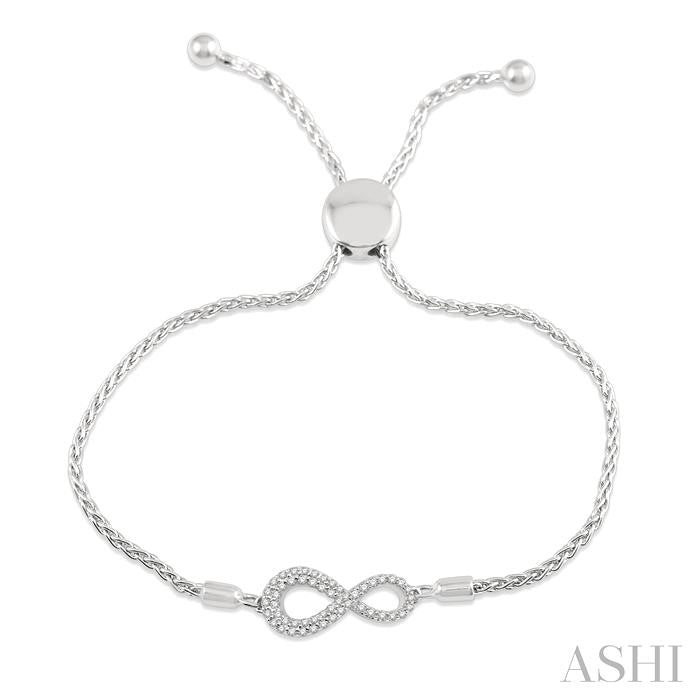1/4 Ctw Infinity Center Round Cut Diamond Lariat Link Bracelet in 14K White Gold