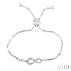 1/4 Ctw Infinity Center Round Cut Diamond Lariat Link Bracelet in 14K White Gold