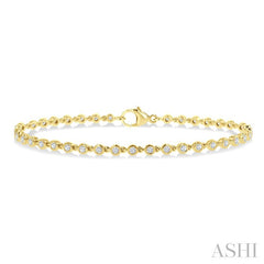 1 Ctw Bezel Set Round Cut Diamond Tennis Bracelet in 14K Yellow Gold