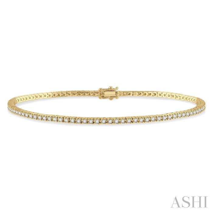 1 Ctw Close Fit Round Cut Diamond Tennis Bracelet in 10K Yellow Gold