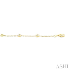 1/10 Ctw Bezel Set Round Cut Diamond Station Anklet in 10K Yellow Gold