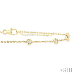 1/10 Ctw Bezel Set Round Cut Diamond Station Anklet in 10K Yellow Gold
