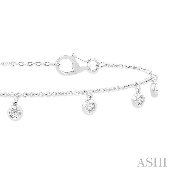 1/10 Ctw Hanging Bezel Set Round Cut Diamond Station Bracelet in 10K White Gold
