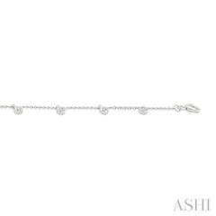 1/10 Ctw Round Charm Round Cut Diamond Station Anklet in 10K White Gold