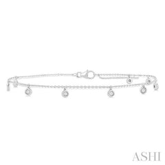 1/10 Ctw Round Charm Round Cut Diamond Station Anklet in 10K White Gold