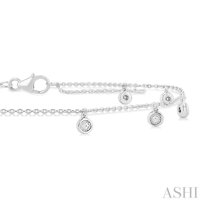 1/10 Ctw Round Charm Round Cut Diamond Station Anklet in 10K White Gold