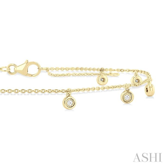 1/10 Ctw Round Charm Round Cut Diamond Station Anklet in 10K Yellow Gold