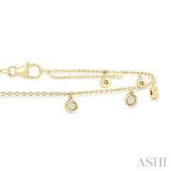 1/10 Ctw Round Charm Round Cut Diamond Station Anklet in 10K Yellow Gold
