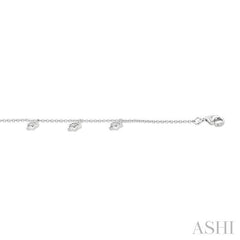 1/10 Ctw Star Charm Round Cut Diamond Station Anklet in 10K White Gold
