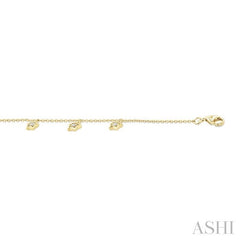 1/10 Ctw Star Charm Round Cut Diamond Station Anklet in 10K Yellow Gold