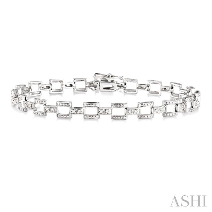 1/4 Ctw Round Cut Diamond Bar Link Bracelet in 10K White Gold