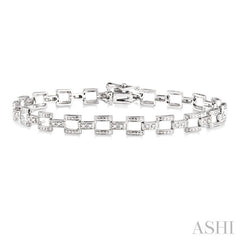 1/4 Ctw Round Cut Diamond Bar Link Bracelet in 10K White Gold