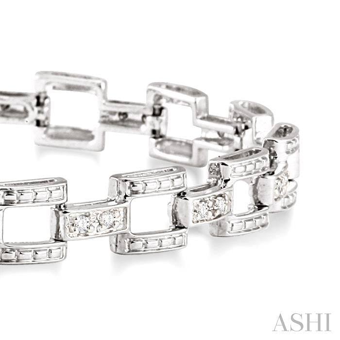 1/4 Ctw Round Cut Diamond Bar Link Bracelet in 10K White Gold