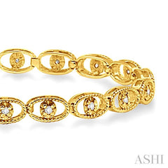 1/4 Ctw Oval Shape Round Cut Diamond Link Bracelet in 10K Yellow Gold